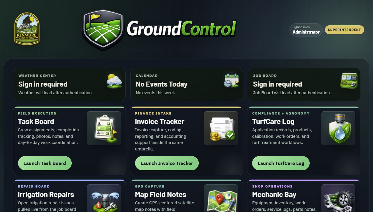 GroundControl hub screenshot
