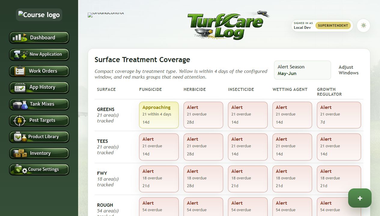 TurfCare Log screenshot