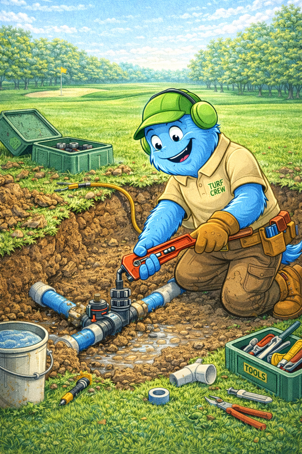 Irrigation Line Repair on the Green